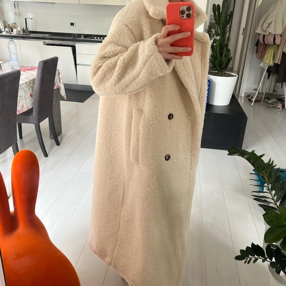 Zara Faux Fur Fleece Coat Size S - Picture 4 of 12